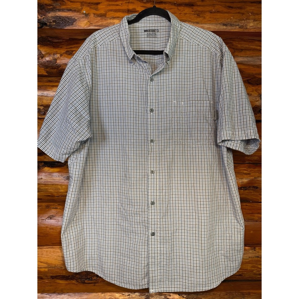 Wolverine Grey/Brown/Blue Plaid Short Sleeve Shirt Size XXL